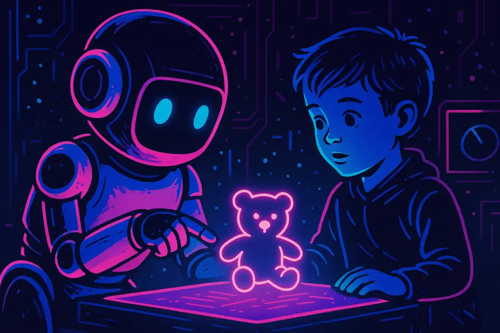 a robot and a toddler learning together
