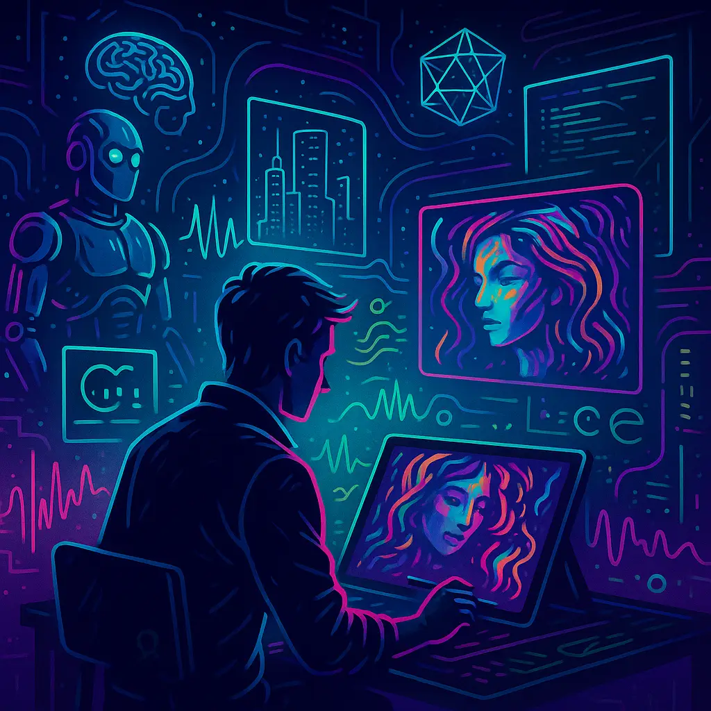 a person learning and using AI to make creative things