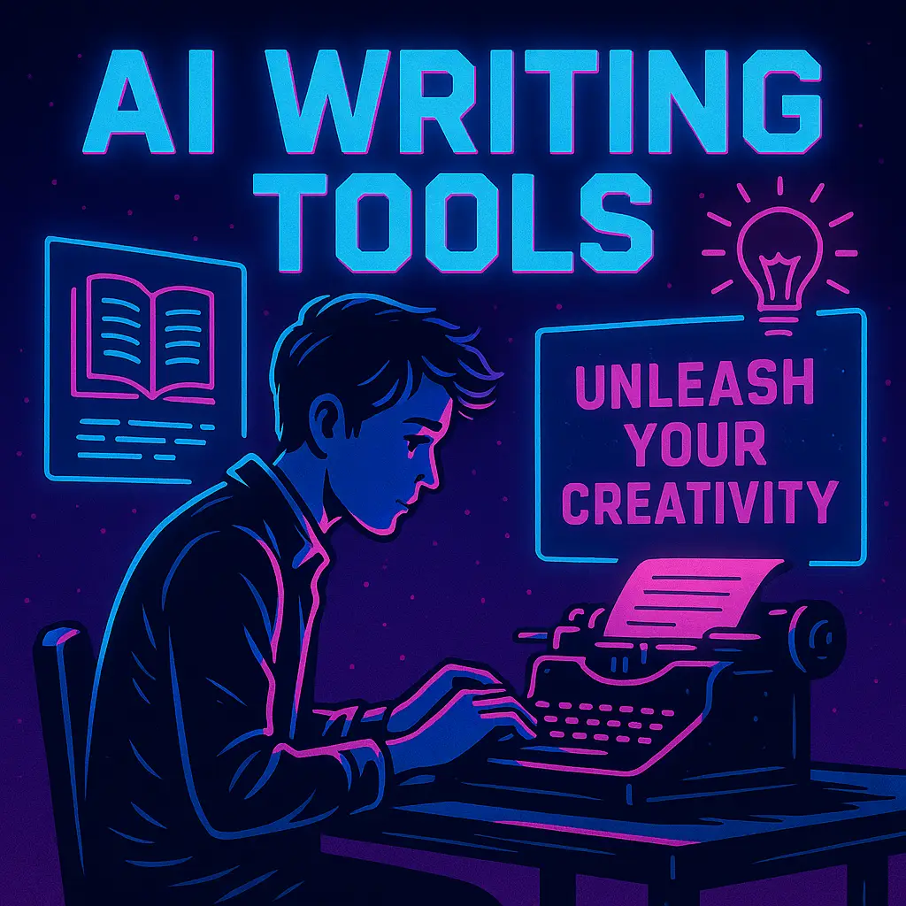 A person working in a desk with writing machine and computers
