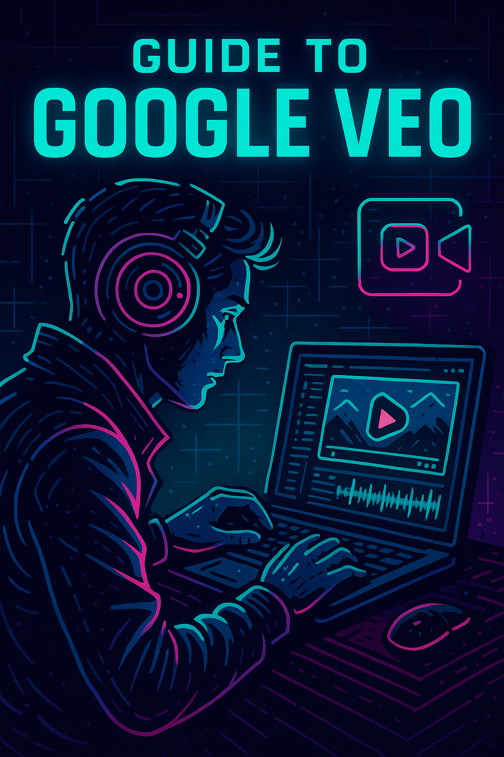 a person looking at a computer with the words guide to google veo